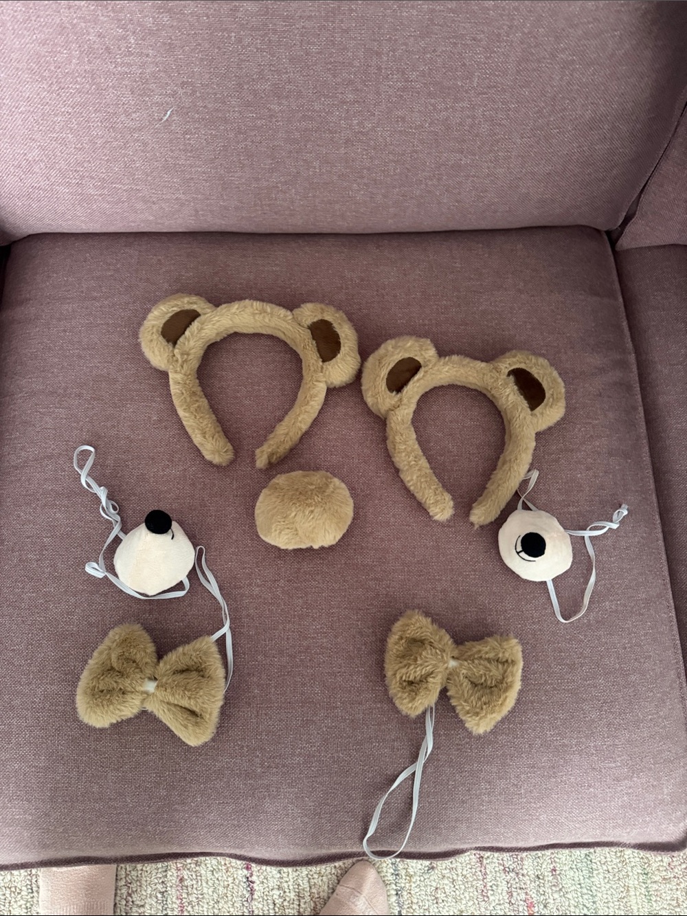 Halloween Bear Costume Plush Tan Bear Accessory Set - Soft Headbands & Bows